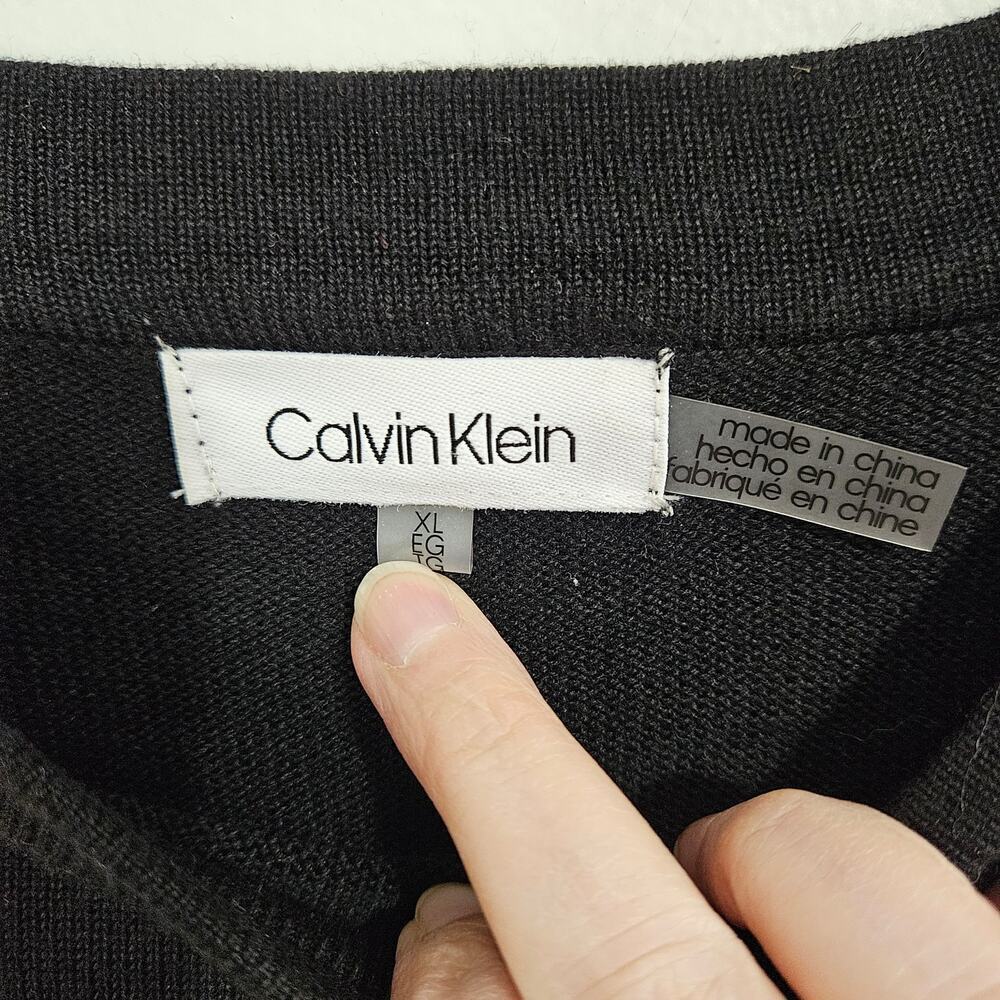 CALVIN KLEIN Women's Colorblock Crewneck Sweater Size XL Black White Tan - Picture 6 of 6